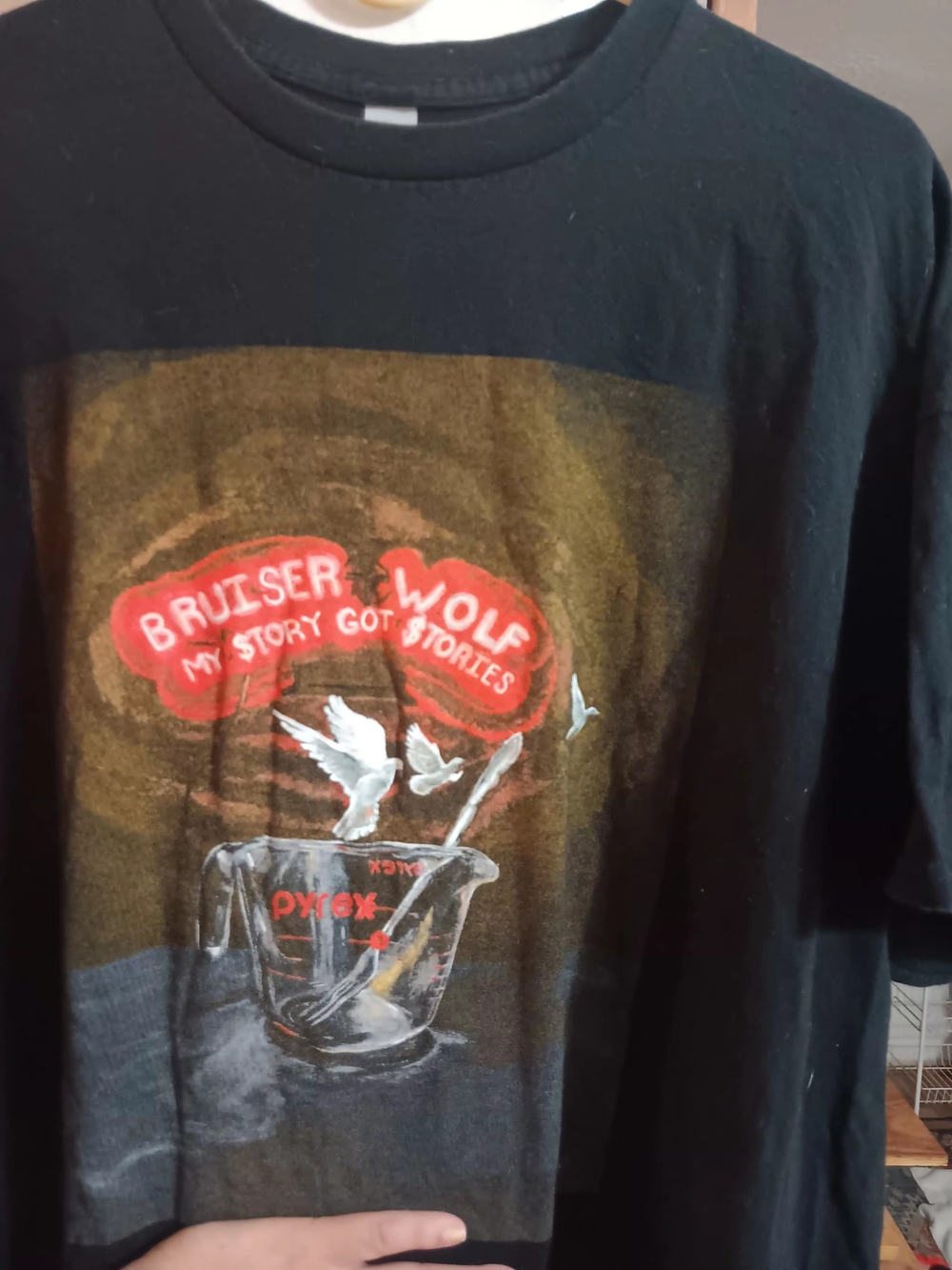 Bruiser Wolf Graphic Tee in Black with Red Accent